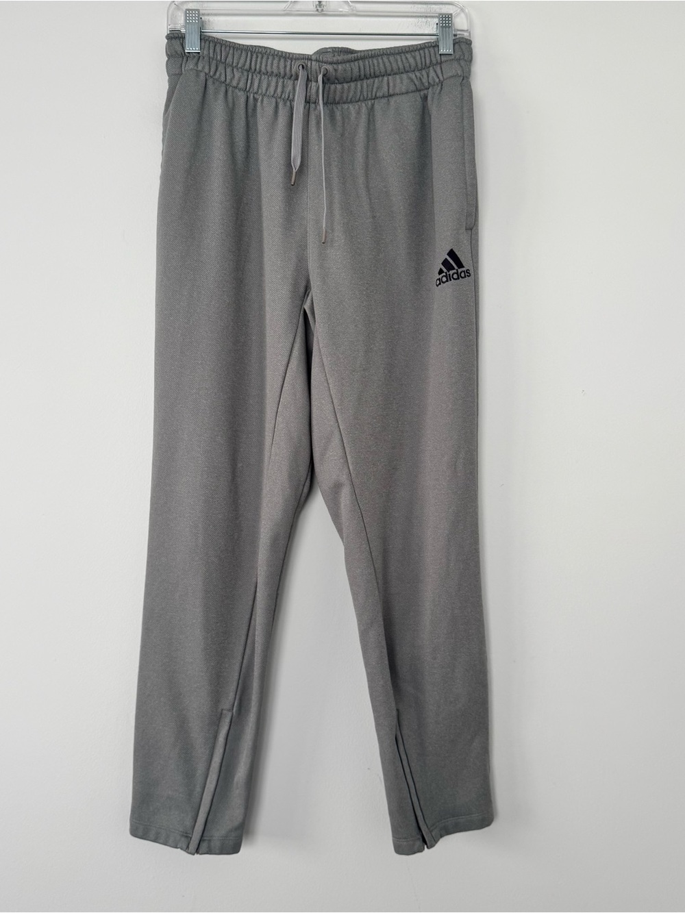Adidas Track Sweat Pants Mens Medium Grey Soccer Tapered Ankle Zip Gym Workout